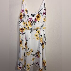 Express White Floral Maxi Dress with Yellow & Pink Blooms